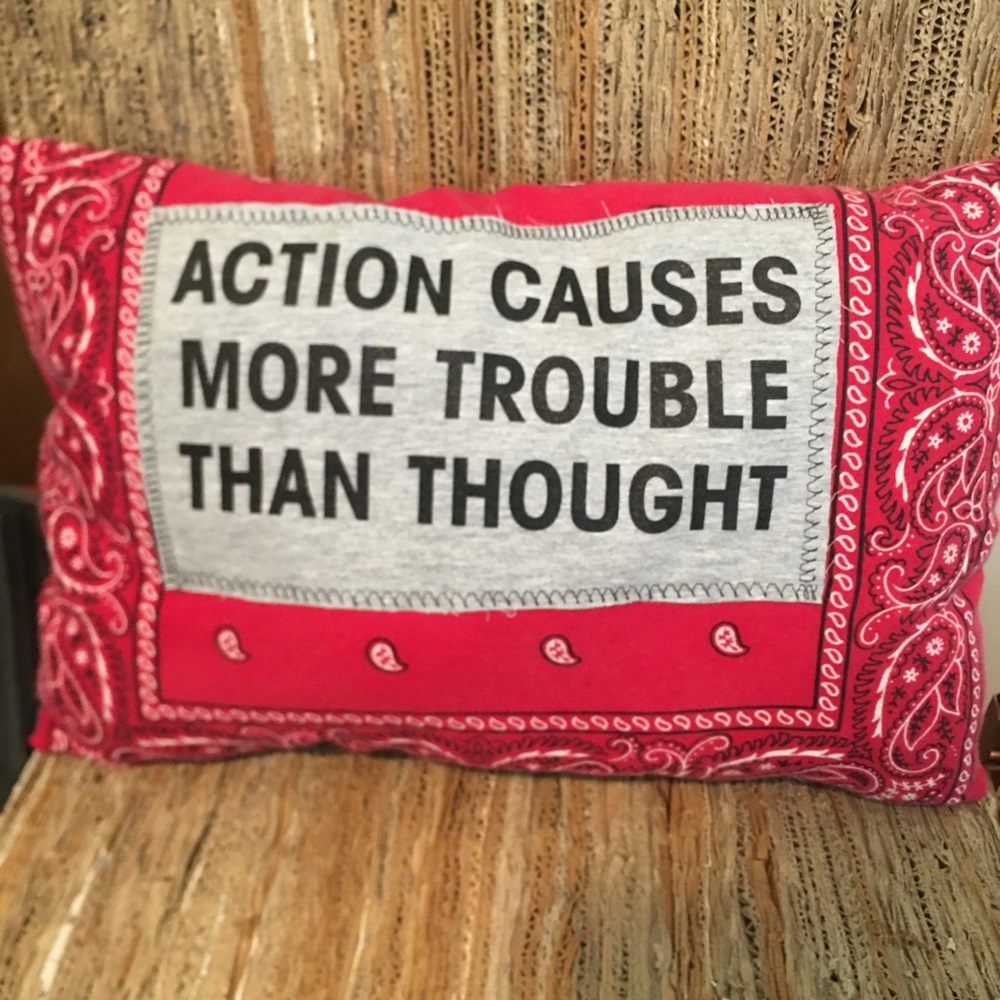 Upcycled Bandanna & Denim Decorative Pillow